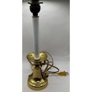 Vintage Brass Candlestick Desk Table Accent Lamp 14.5 Inches With Scroll Handle